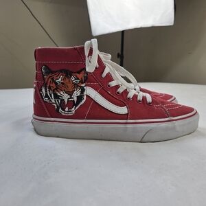 Vans Sk8-Hi Red Tiger Custom Hand Painted High Top Sneakers Size US 6.5/Women 8